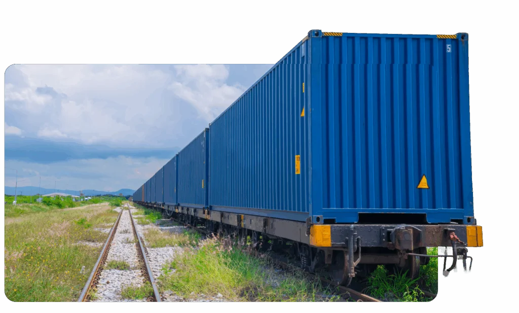 Ilustración de logística multimodal con contenedores